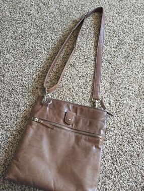 Brown Crossbody Leather Shoulder Bag. Genuine Leather.